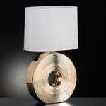 Tafellamp Eye geweven stof/keramiek - 1 lichtbron - Wit/goudkleurig - Breedte: 34 cm