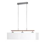 Suspension Casta Tissu / Fer - 3 ampoules - Blanc / Noyer