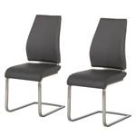 Chaises cantilever Alda (lot de 2) Imitation cuir Gris foncé