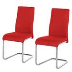 Chaise cantilever Claras Tissu - Rouge - Lot de 2