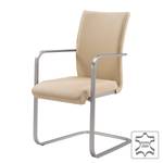 Sledestoelen Fizz (2-delige set) echt leer/roestvrij staal - Beige - Met armleuningen