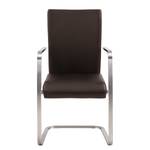 Chaises cantilever Fizz (lot de 2) Cuir véritable / Acier inoxydable - Marron - Avec accoudoirs