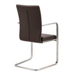 Chaises cantilever Fizz (lot de 2) Cuir véritable / Acier inoxydable - Marron - Avec accoudoirs