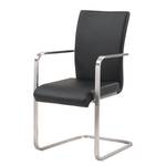 Chaises cantilever Fizz (lot de 2) Imitation cuir / Acier inoxydable - Noir - Avec accoudoirs