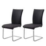 Chaises cantilever Fizz (lot de 2) Imitation cuir / Acier inoxydable - Noir - Sans accoudoirs