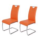 Chaise cantilever La Paz Imitation cuir / Métal - Chrome - Orange - Lot de 2