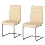 Chaises cantilever Nando (lot de 2) Cuir véritable - Beige