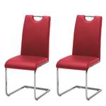 Chaise cantilever Pasala Imitation cuir - Rouge bourgogne - Lot de 2