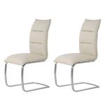 Chaises cantilever Perez (lot de 2) Cuir véritable - Beige