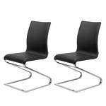 Chaises cantilever Safura (lot de 2) Imitation cuir / Acier inoxydable - Noir / Chrome