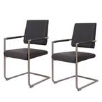 Chaises cantilever Ulka (lot de 2) Imitation cuir - Gris foncé