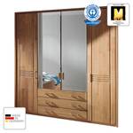 Functionele kast Casano deels massief wild eikenhout - Breedte: 189 cm - 4 deuren - Met passe-partout lijst - 2 spiegeldeuren