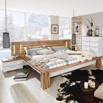 Lit futon Davos II Tête de lit large - Imitation chêne sauvage / Blanc - 140 x 200cm - Avec éclairage