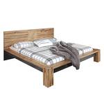 Lit futon Davos I Tête de lit étroite - Imitation chêne sauvage / Graphite - 160 x 200cm