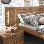Lit futon Davos II Tête de lit large - Imitation chêne sauvage / Graphite - 160 x 200cm - Avec éclairage