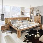 Lit futon Davos II Tête de lit large - Imitation chêne sauvage / Graphite - 180 x 200cm - Avec éclairage