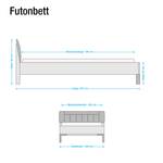Futonbett Jive I Alpinweiß/Kunstleder Havanna - 180 x 190cm - Höhe: 207 cm - Mit Beleuchtung
