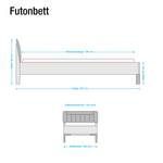 Futonbett Jive I Alpinweiß/Kunstleder Limette - 140 x 190cm - Höhe: 207 cm - Mit Beleuchtung