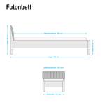 Futonbett Jive II Alpinweiß/Kunstleder Sahara - 140 x 190cm - Höhe: 207 cm - Mit Beleuchtung