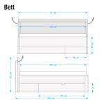 Komfortbett Lissabon Polar Lärche Dekor/Havanna - 200 x 200cm - 2 Bettkästen - Mit Beleuchtung