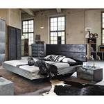 Lit futon Workbase I Plateau argenté / Cuir synthéthique noir Buffalo - 140 x 200cm