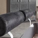 Lit futon Workbase IV Acier argenté/Imitation cuir noir Buffalo - 180 x 200cm