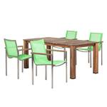 Ensemble mobilier jardin Teak Line Kiato Teck massif / Acier inoxydable / Textilene vert