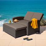 Gartensofa Paradise Lounge inkl. Hocker - Polyrattan / Textil - Grau