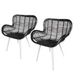 Chaises de jardin Borre (lot de 2) Polyrotin / Acier - Noir / Blanc