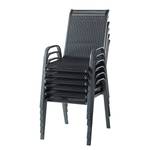 Chaises de jardin Linu (lot de 6) Textilène / Aluminium - Noir / Gris