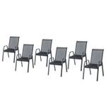 Chaises de jardin Linu (lot de 6) Textilène / Aluminium - Noir / Gris