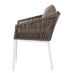 Chaises de jardin Modica (lot de 3) Tressage synthétique / Aluminium - Taupe / Blanc