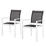 Chaises de jardin Linu (lot de 2) Aluminium/Textile Blanc/Gris foncé