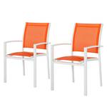 Chaises de jardin Leno (lot de 2) Aluminium/Textile Blanc/Orange