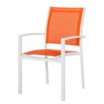 Chaises de jardin Leno (lot de 2) Aluminium / Textile - Blanc / Orange