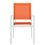 Chaises de jardin Leno (lot de 2) Aluminium/Textile Blanc/Orange