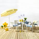 Tuinstoel White Beach (2-delige set) in wit met blauwe bekleding