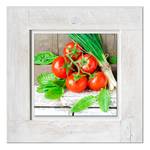 Afbeelding achter glas Market garden I Groen - Meerkleurig - Massief hout - 50 x 50 x 2.1 cm