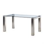 Glazen tafel Palma I helder glas - Roestvrij stalen look - 125x90cm