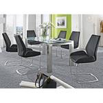 Glazen tafel Palma I helder glas - Roestvrij stalen look - 200x100cm