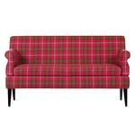 Diningsofa Charline (2-Sitzer) Webstoff Pink kariert - Braun