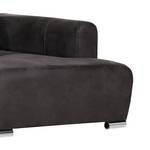 Canapé d'angle noir (convertible) Aspect cuir noir - Méridienne à droite (vue de face)