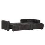 Ecksofa Noir (mit Schlaffunktion) Lederoptik Schwarz - Longchair davorstehend rechts