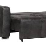 Canapé d'angle noir (convertible) Aspect cuir noir - Méridienne à droite (vue de face)