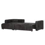 Ecksofa Noir (mit Schlaffunktion) Lederoptik Schwarz - Longchair davorstehend links