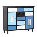 Sideboard Blu Tanne teilmassiv - Schwarz/Blau