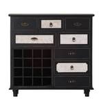 Commode Anniston I Sapin partiellement massif Noir vintage