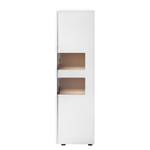 Highboard Anzio Mat wit/Knoestig notenboomhout - Met verlichting