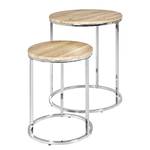 Tables gigognes Mirandela (lot de 2) Chrome / Imitation chêne clair