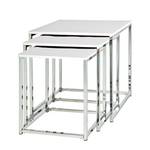 Tables gigognes Robby (lot de 3) Chrome / Blanc brillant